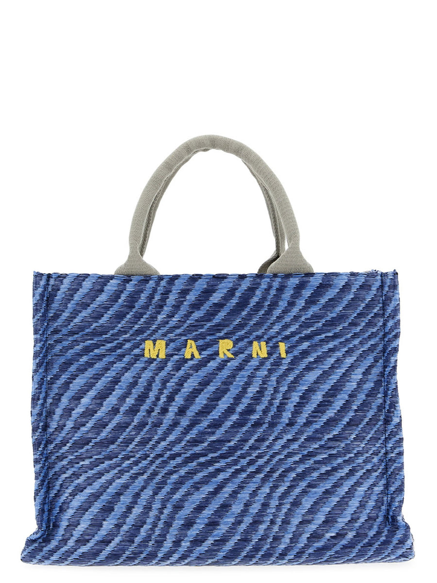 Marni Woven Raffia Tote Bag — Blue