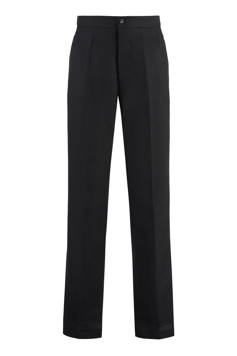Wool Straight Trousers Black