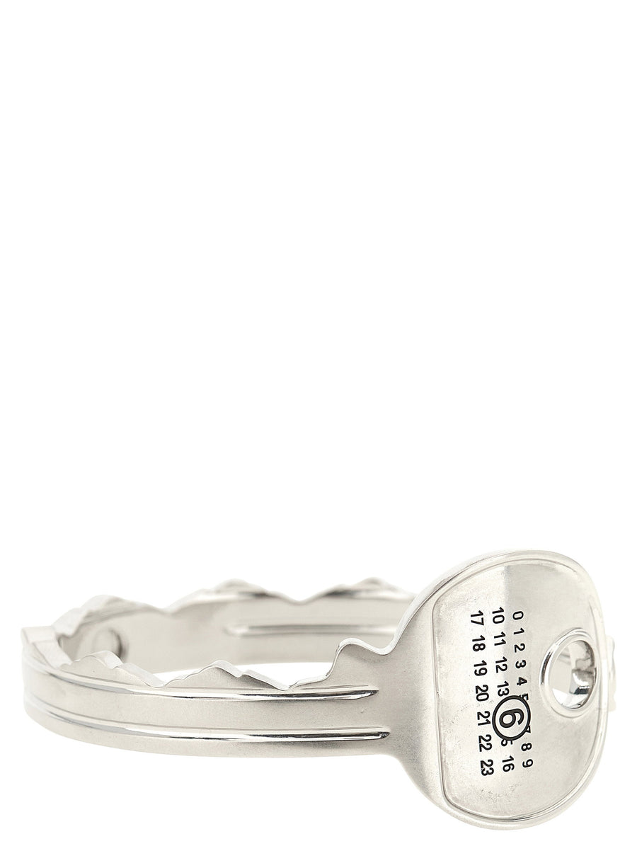 Mm6 Maison Margiela Numeric Signature Metal Key Bracelet — Silver