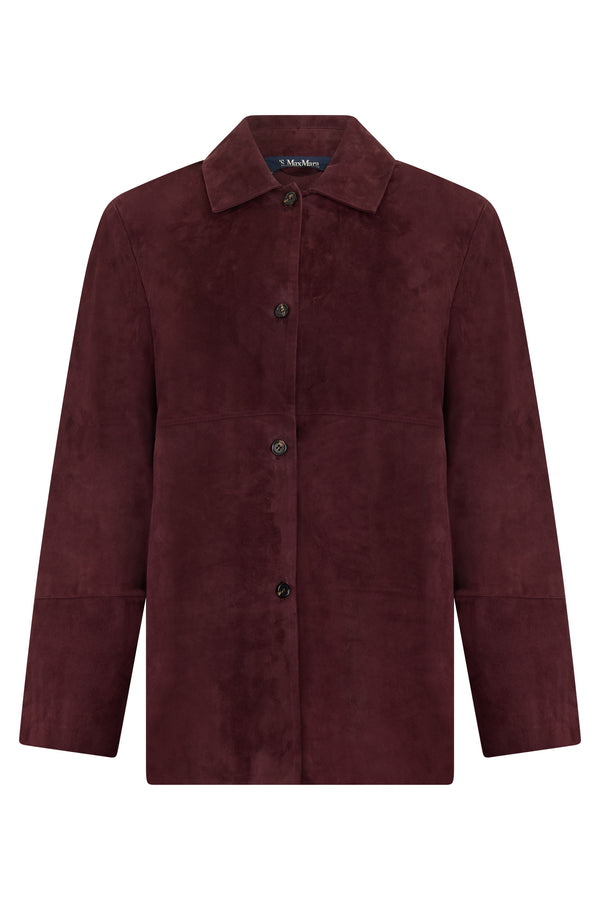Suede Jacket Dark Ruby Lambskin Leather
