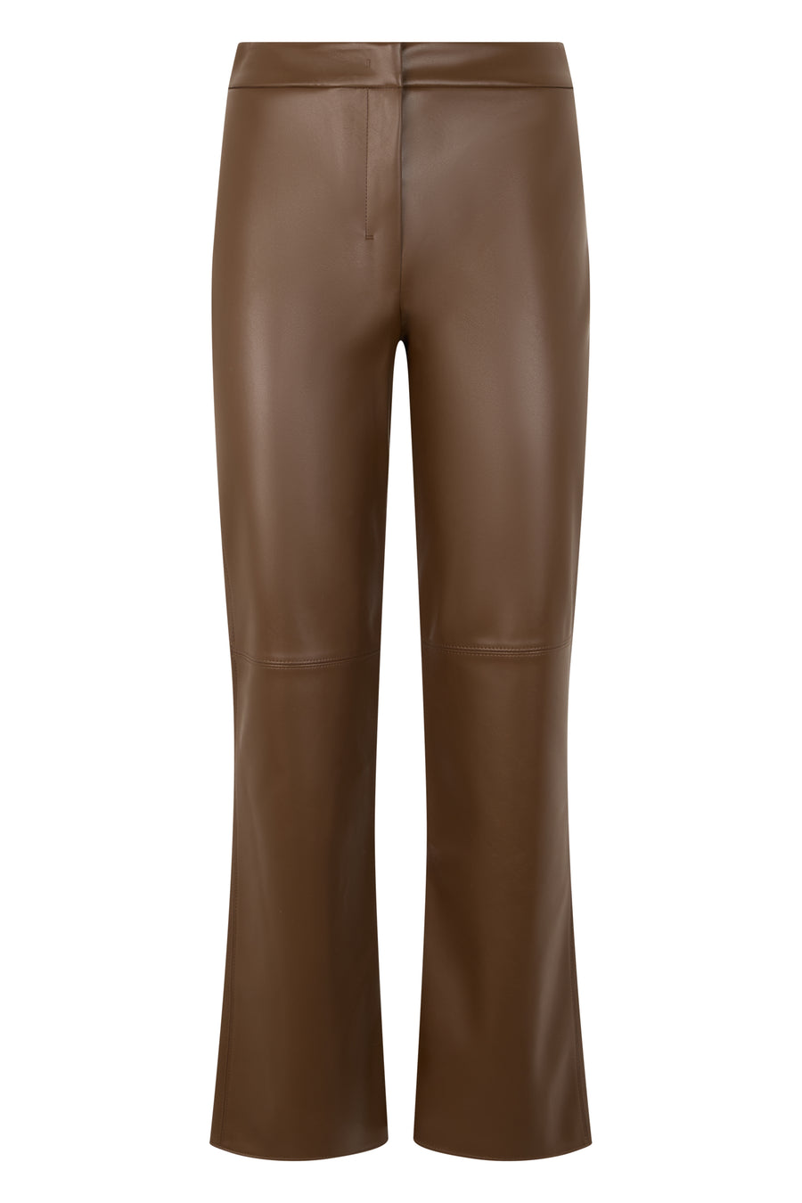 Pants Wide-Leg Synthetic Leather Dark Gold Polyester Trousers