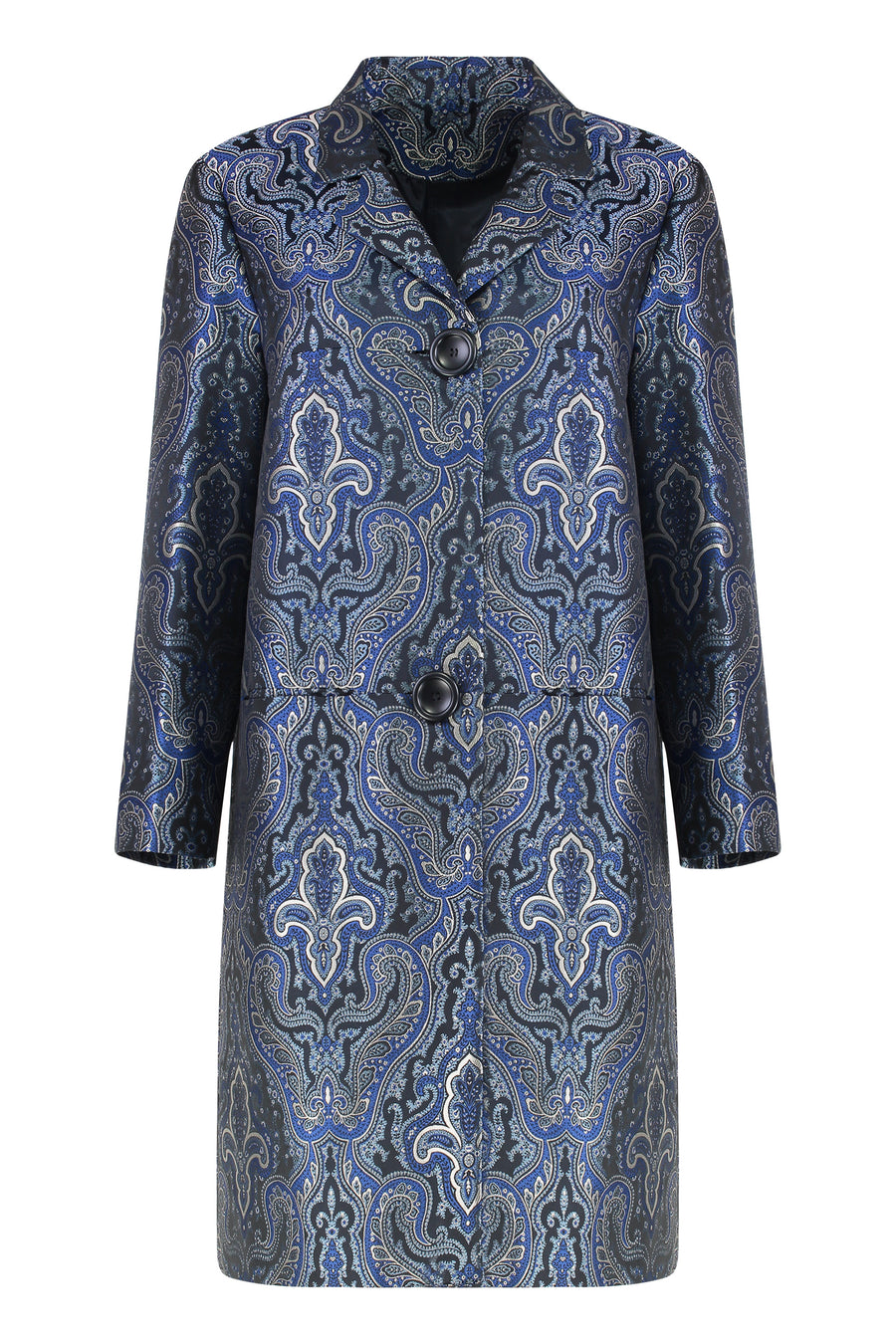 Jacquard Viscose Coat Blue