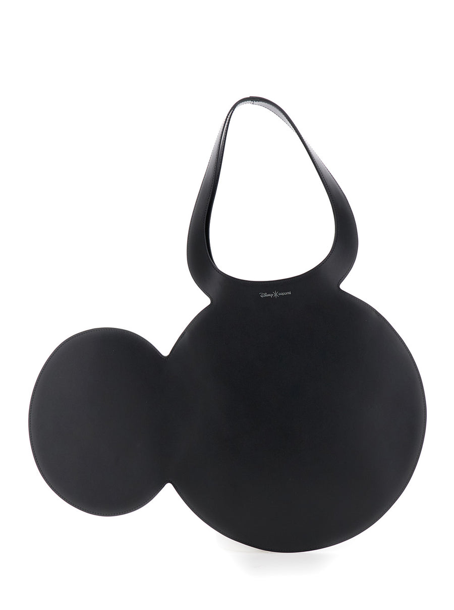 Mickey Black Handbag With Cut-Out Handle Calf Handbags