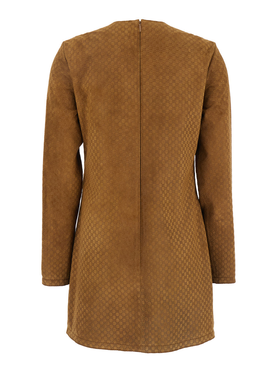 Brown Dress With Horsebit Details Cow