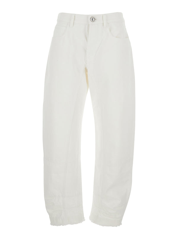 White Denim Jeans With Logo Patch Cotton