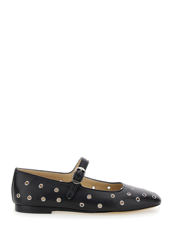 Mary Jane Black Ballerinas With Eyelets Lamb Ballerina Shoes