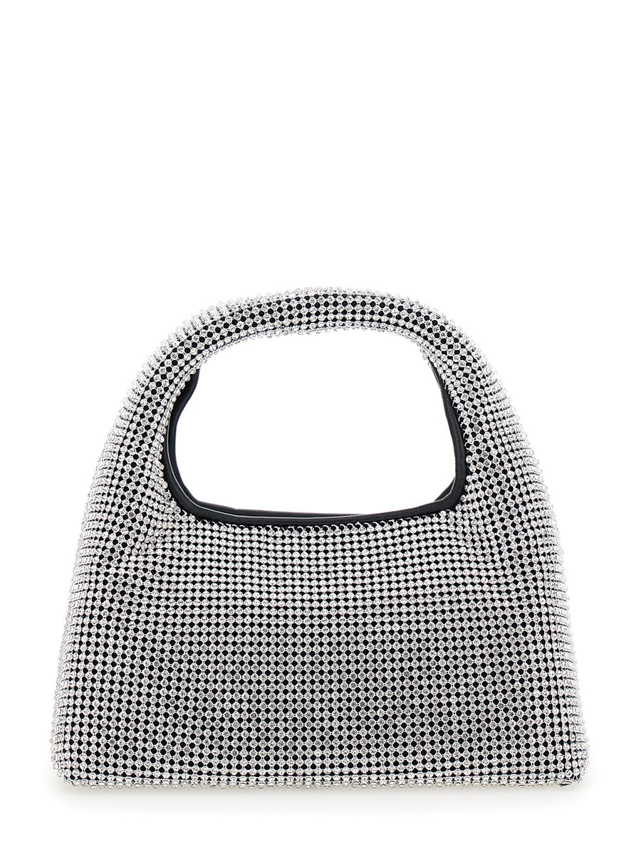 Metallic Handbag With Crystal Embellishments Aluminium Mesh Handbags
