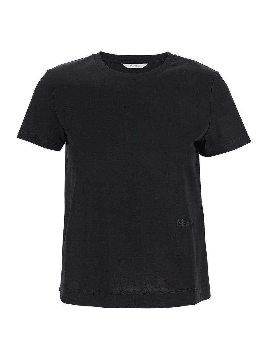 Black Cotton T-Shirt With Embroidered Logo T-shirts & Jerseys