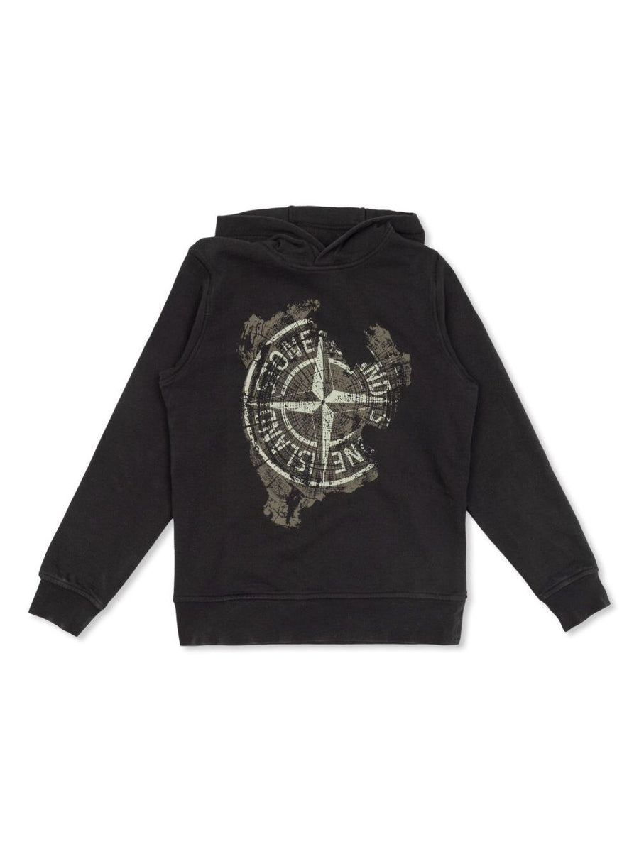 Black Hoodie With Maxi Logo Print Cotton Hoods & Sweatshirts