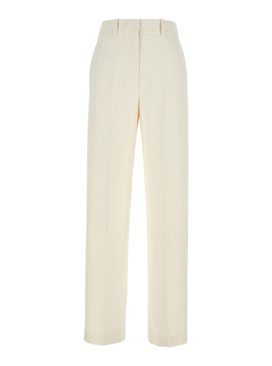 White Pants With Belt Loops Tech Fabric Trousers