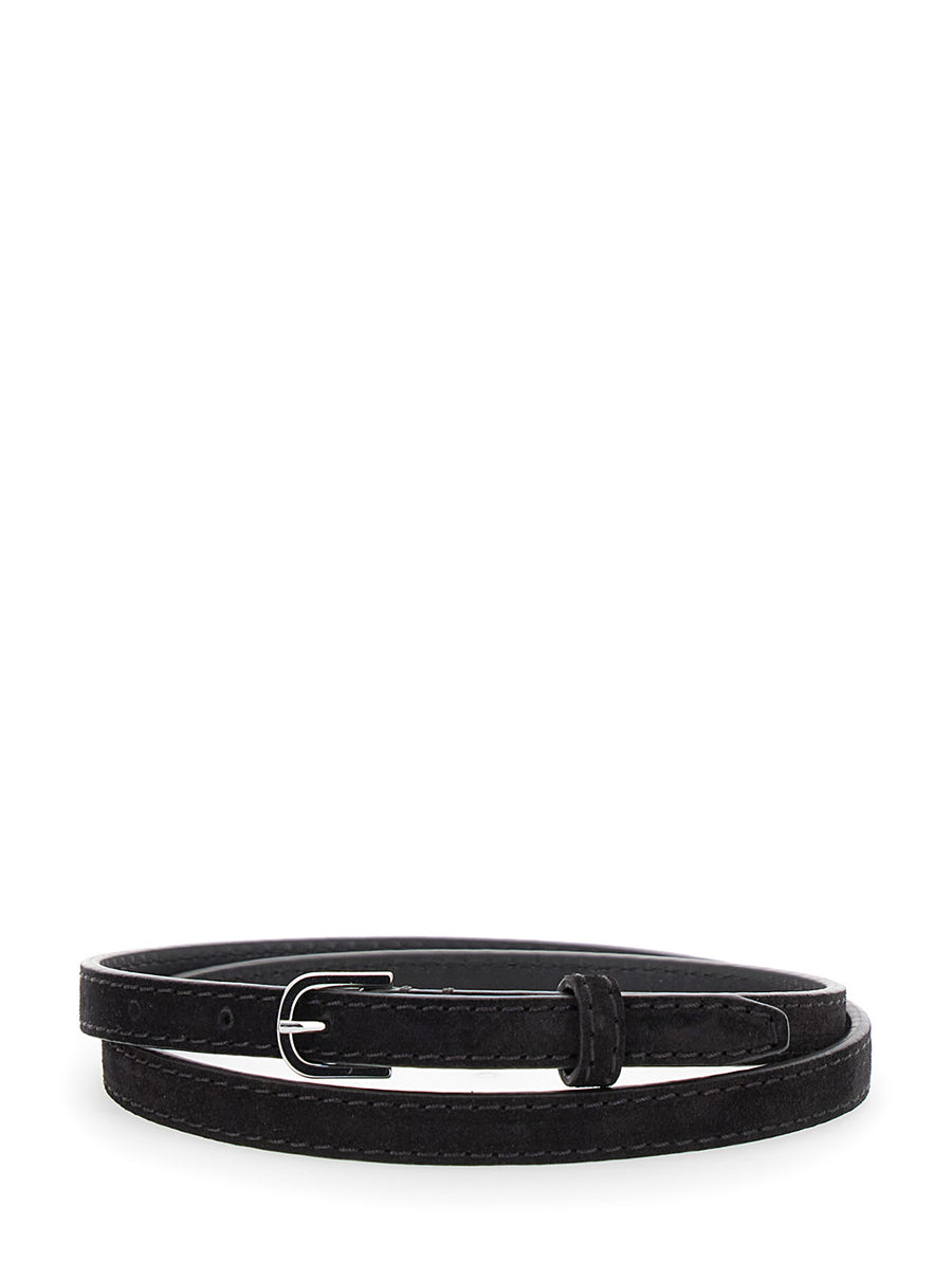 Brown Suede Belt With Logo Detail