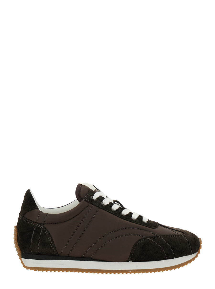 Brown Sneakers With Logo Detail Polyester Recycled Trainers