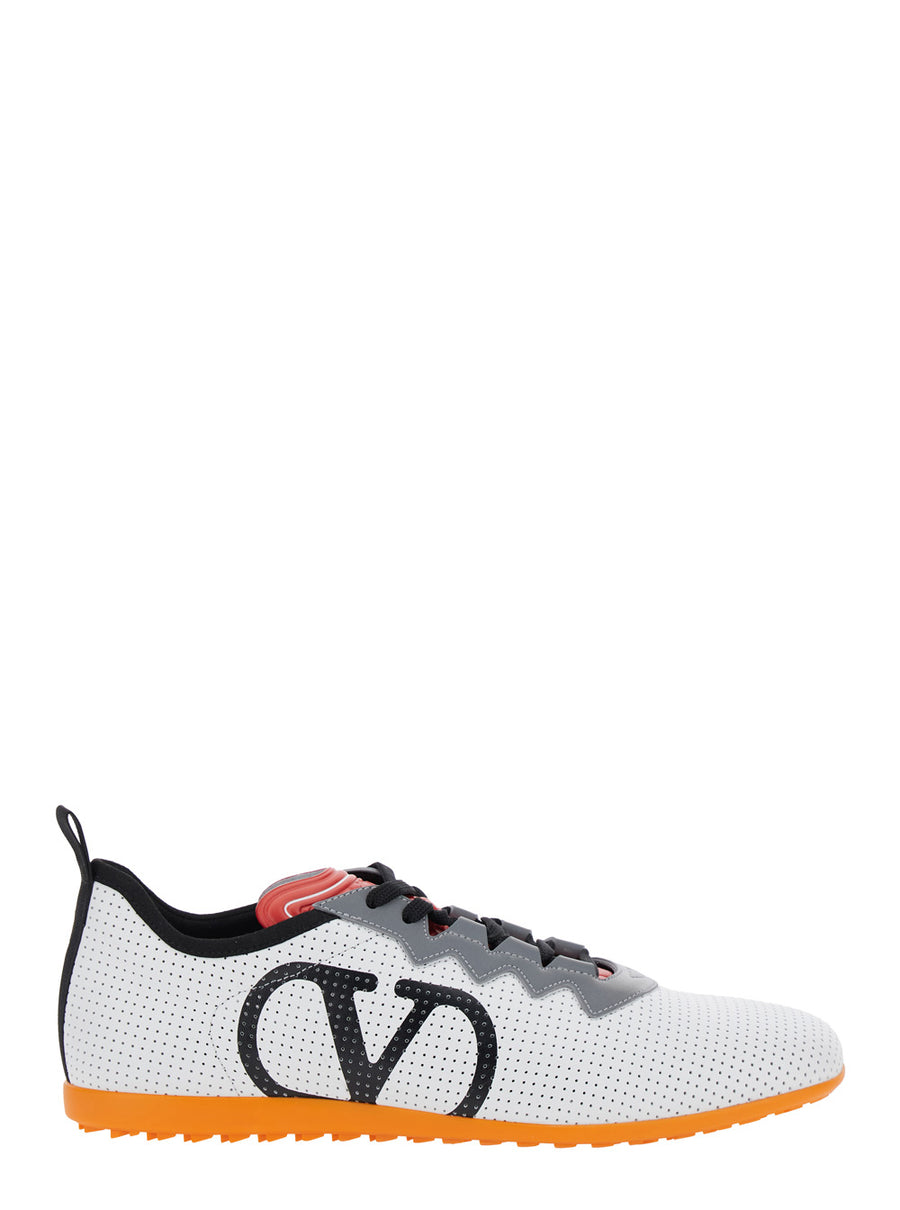 White Sneakers With Asymmetric Toe And Vlogo Polyurethane Trainers
