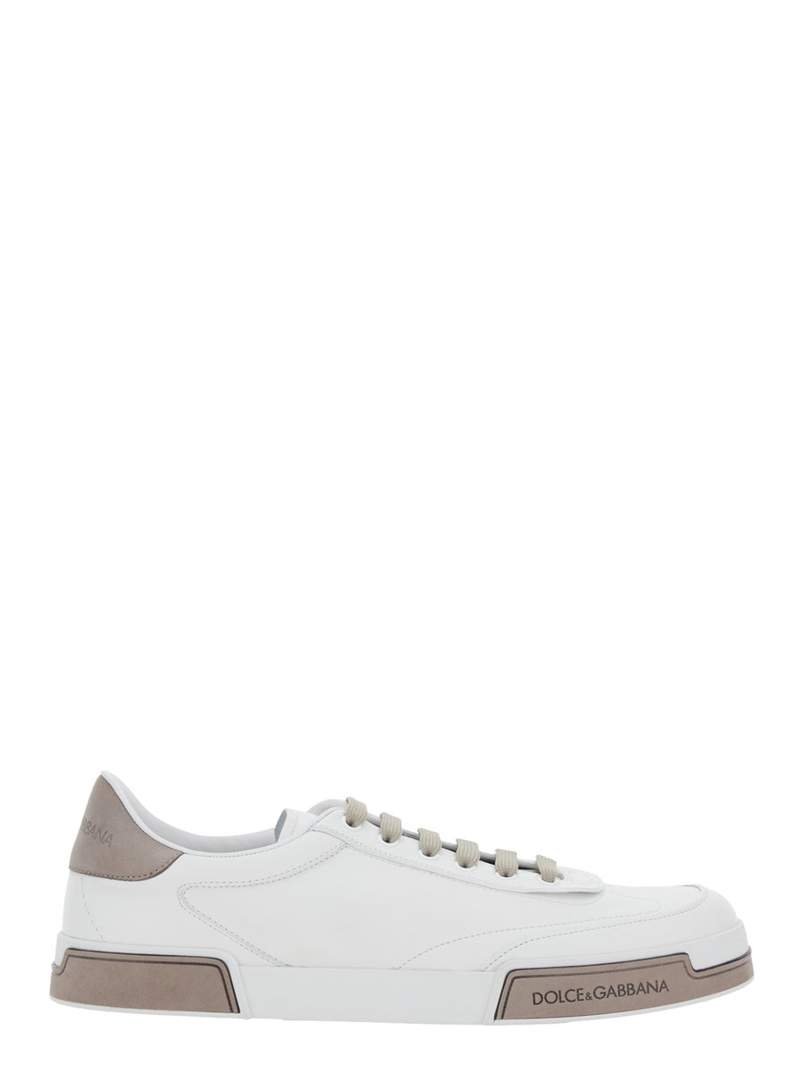 White Leather Sneaker With Logo Print Lamb Trainers
