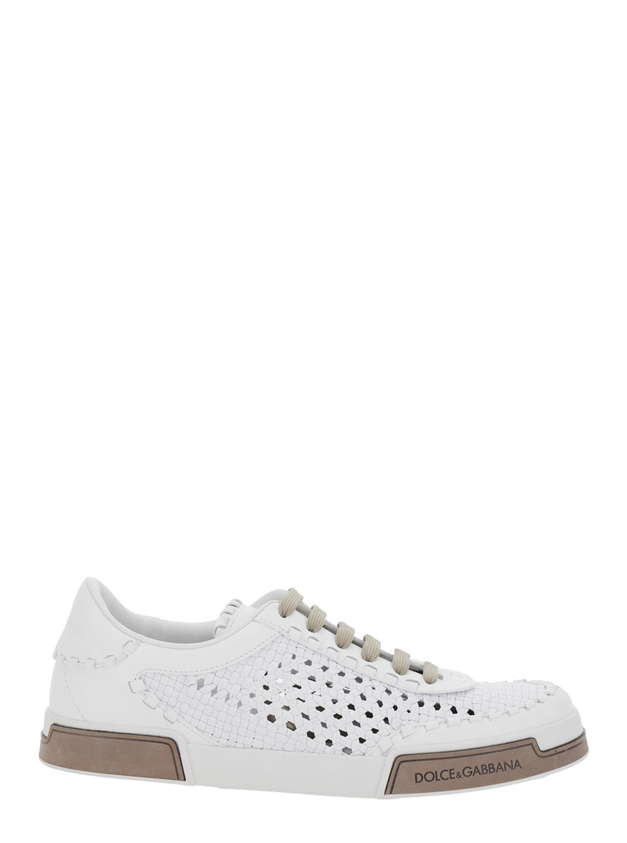 White Sneakers With Mesh Inserts Goat Leather Trainers