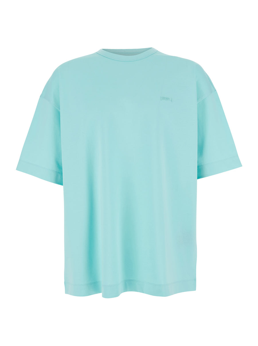 Light Blue T-Shirt With Logo And Print Cotton T-shirts
