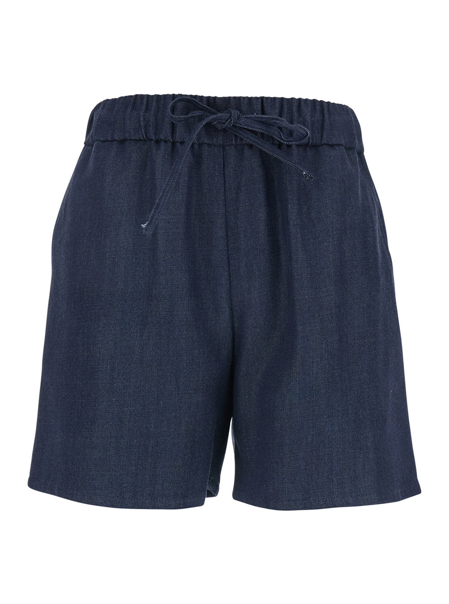 Blue Tech Fabric Shorts With Drawstring Tencel