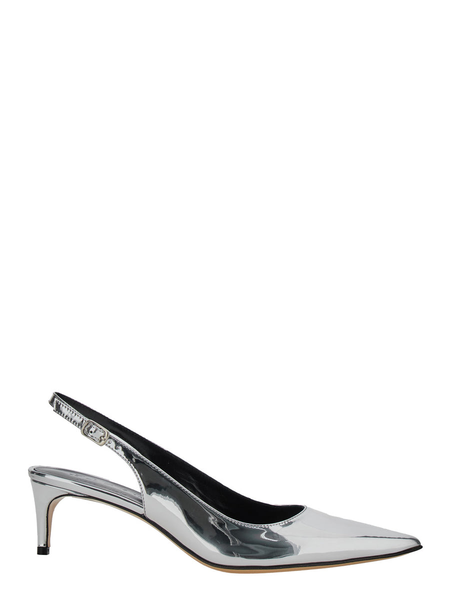 Metallic Slingback Pumps With Stiletto Heel Leather