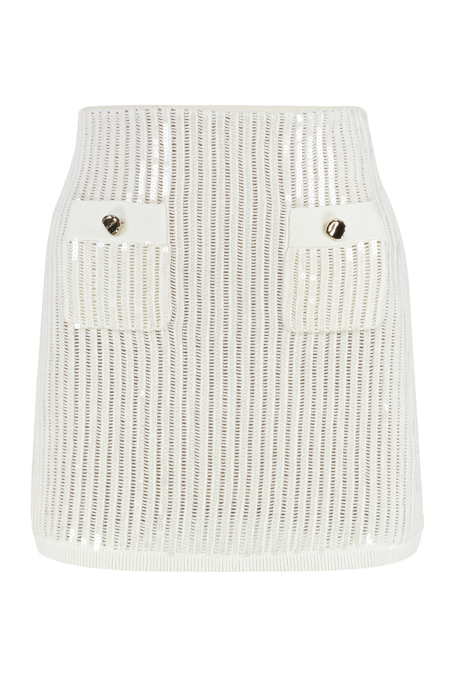 Knitted Mini Skirt White Cotton