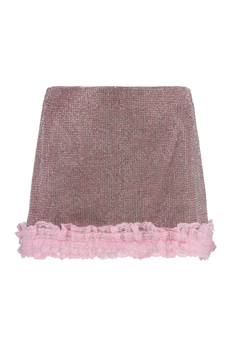 Mini Skirt Embellished Pink Polyester