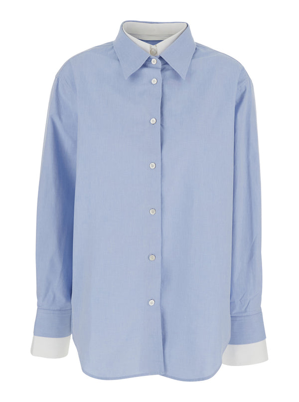 Shirt Sitara Melange Cotton Blue Organic Blouses