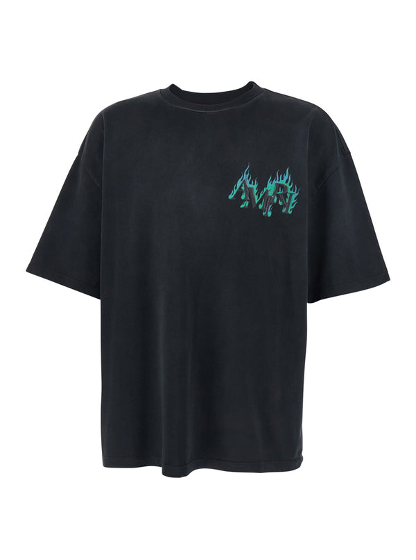 T-Shirt With Logo Print Black Cotton T-shirts