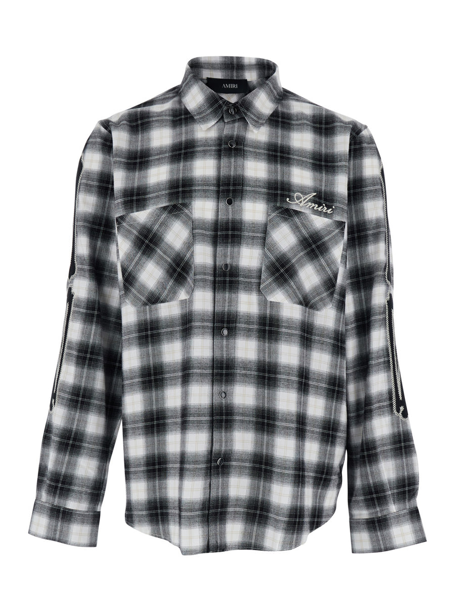 Shirt With Classic Collar, White-Black Cotton White/black