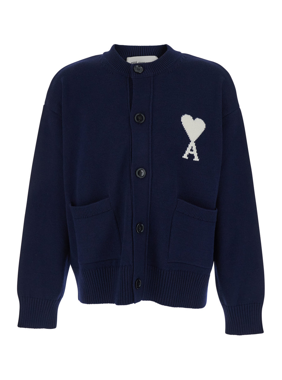 Cardigan Blue Cotton-Wool Tops