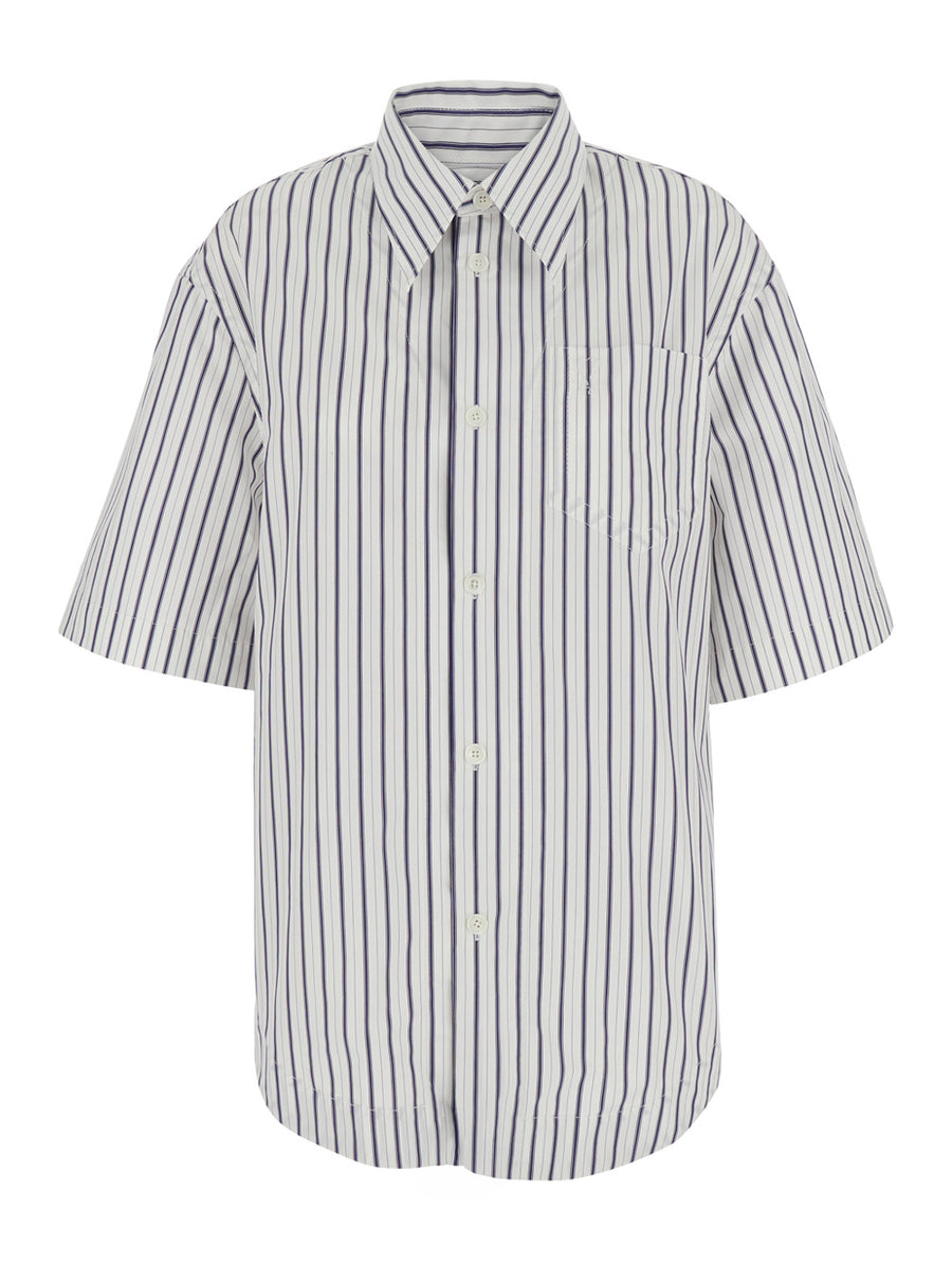 Shirt White Striped Cotton Blouses
