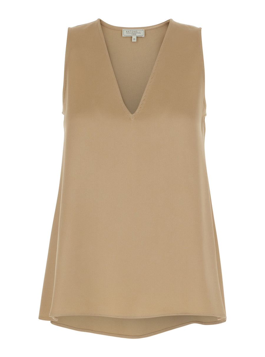 Sleeveless Top Angelica Beige Acetate Tops