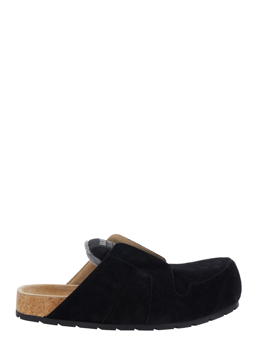 Mule Dumbo Black Suede Calf Leather