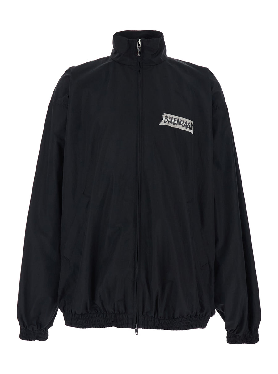 Jacket High-Collar Black Cotton Coat