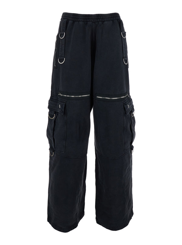 Cargo Pants Black Cotton Trousers
