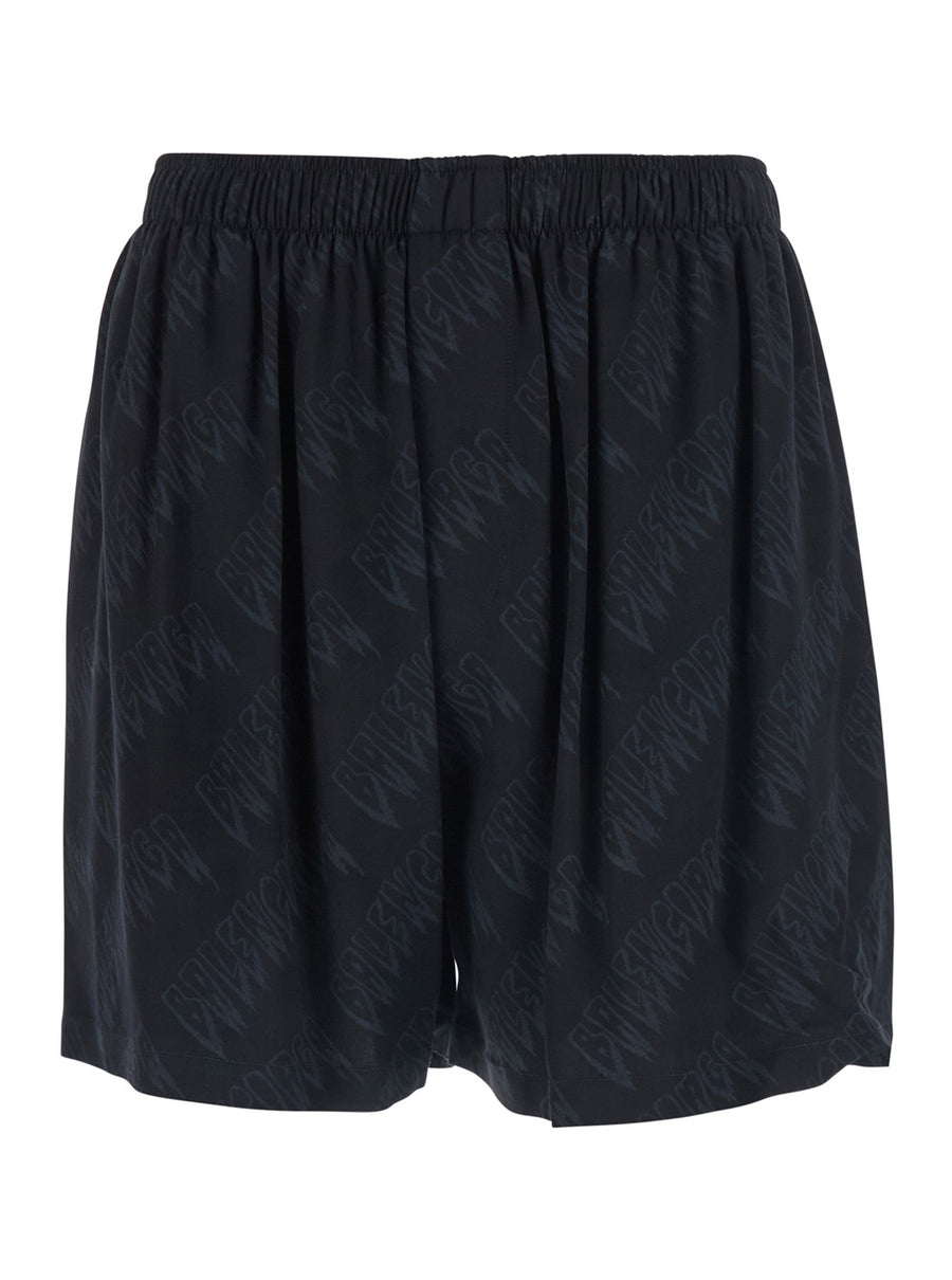High-Waisted Shorts Black Viscose