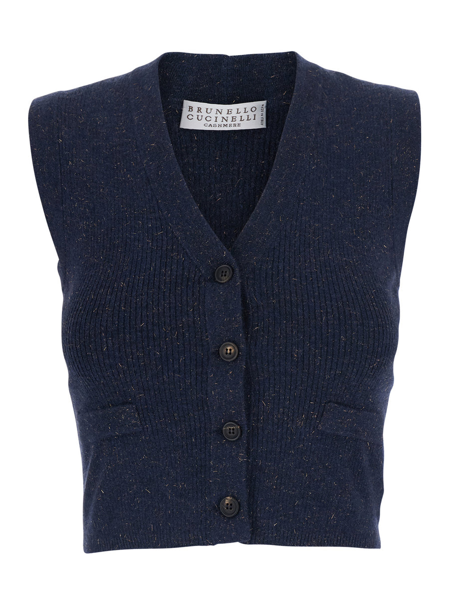 V-Neck Vest Cashmere Blend Blue Blazers