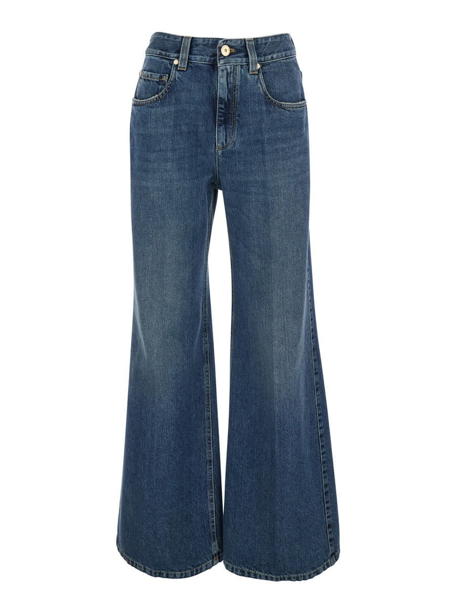 Jeans With Monil Detail, Blue Denim