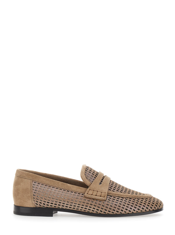 Loafers Beige Calf Leather