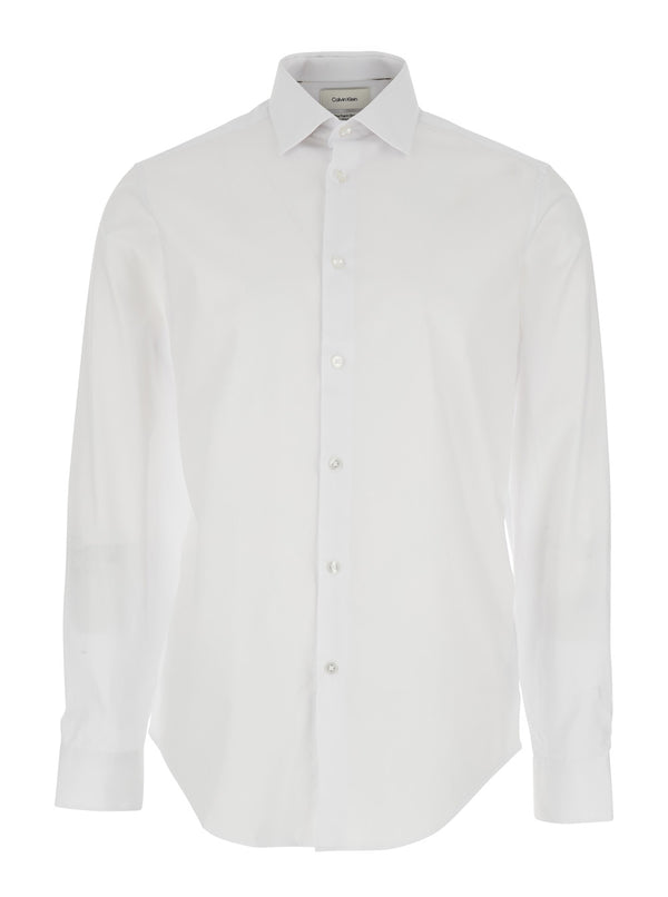 Shirt Classic Collar White Cotton Poplin