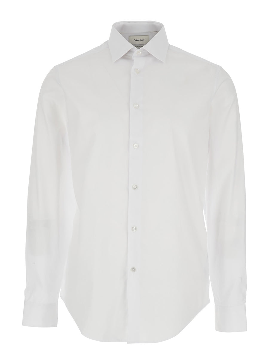 Shirt Classic Collar White Cotton Poplin