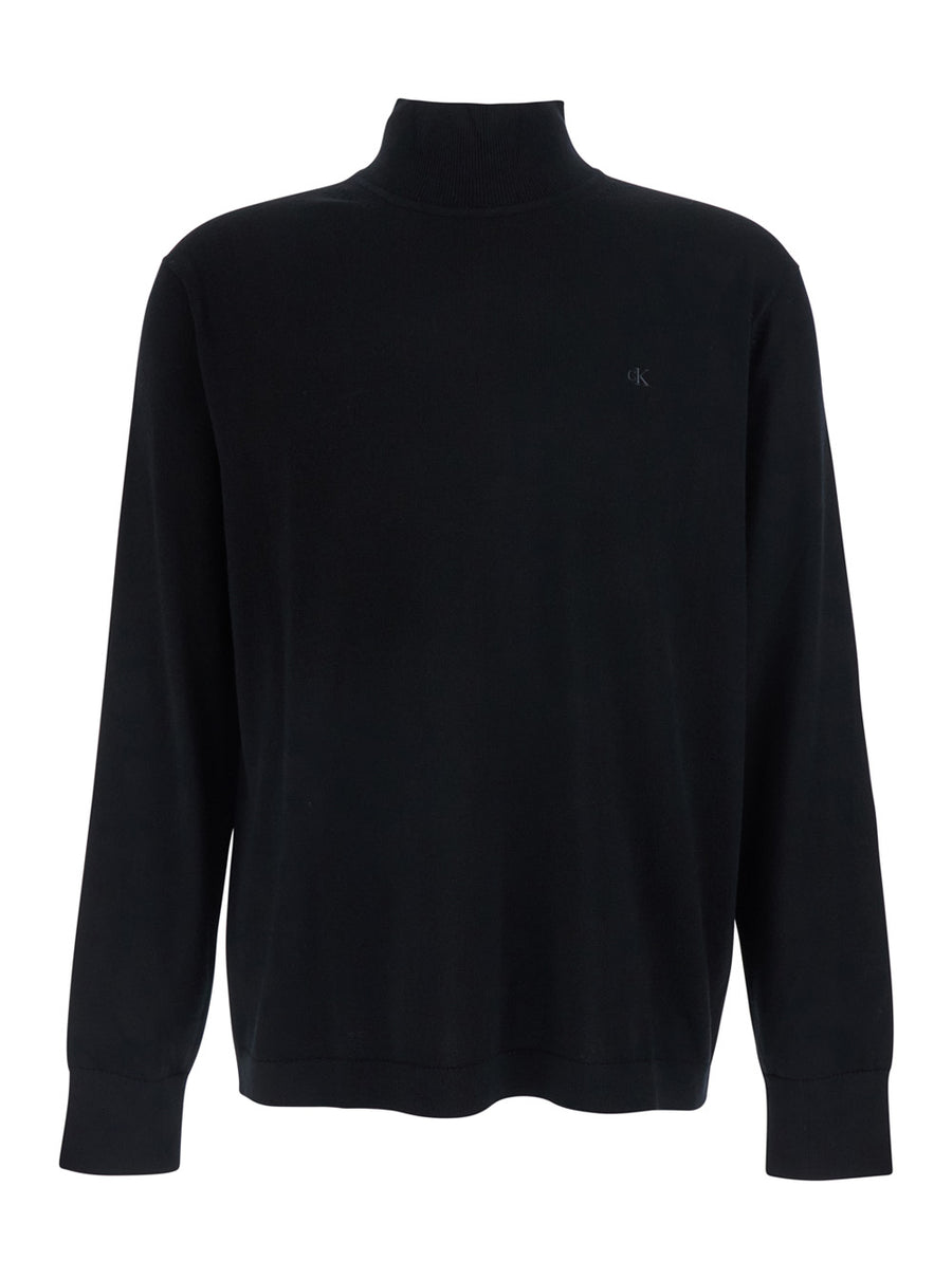 Sweater Merinos Black Wool Tops