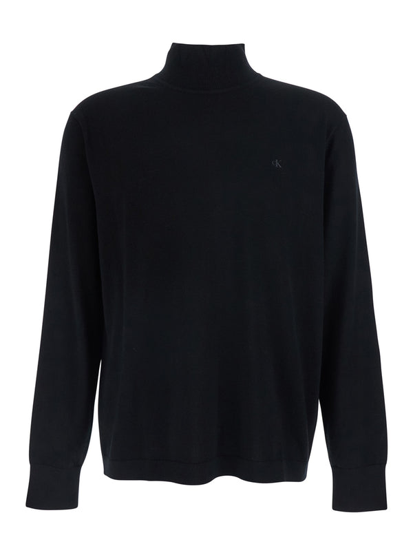 Sweater Merinos Black Wool Tops