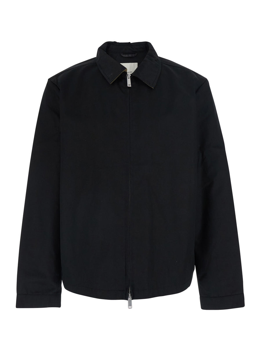 Jacket Wing-Collar Cotton Black Coat