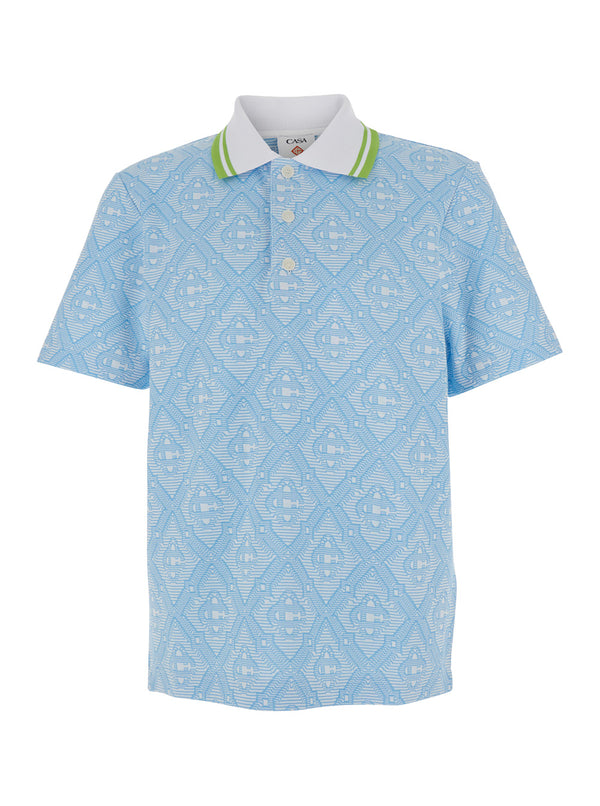 Polo Shirt Light Blue Bicolour Collar Cotton T-shirts