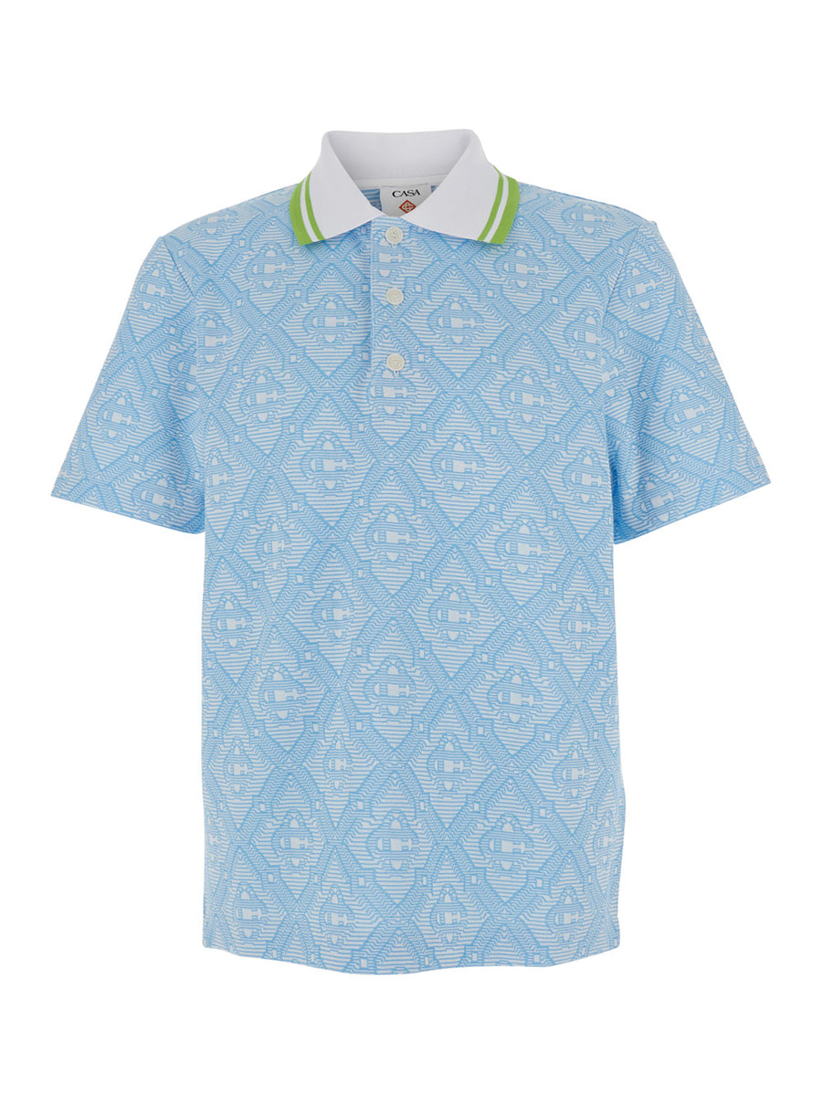 Polo Shirt Light Blue Bicolour Collar Cotton T-shirts