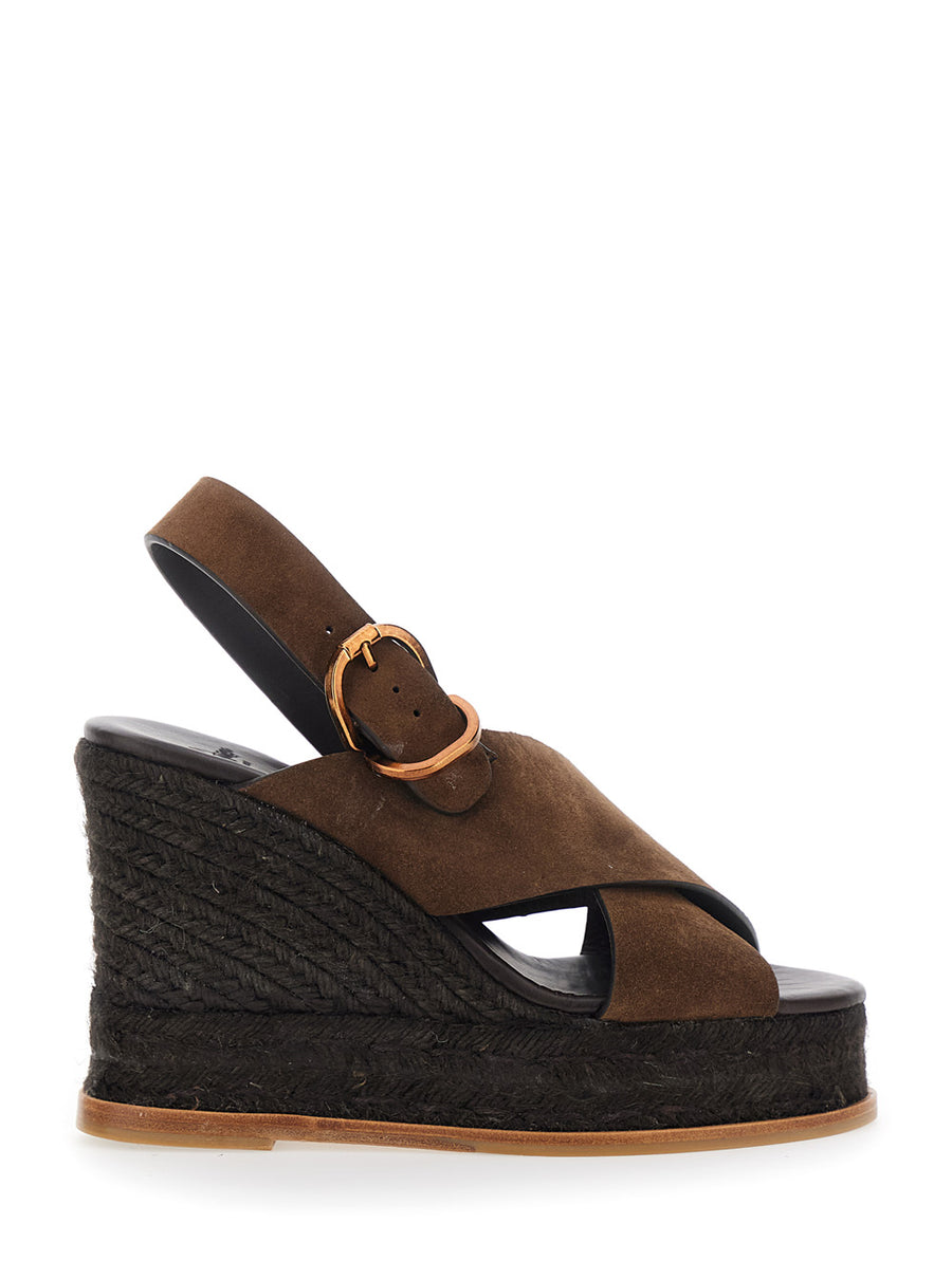 Wedges Bettina Brown Leather Shoe
