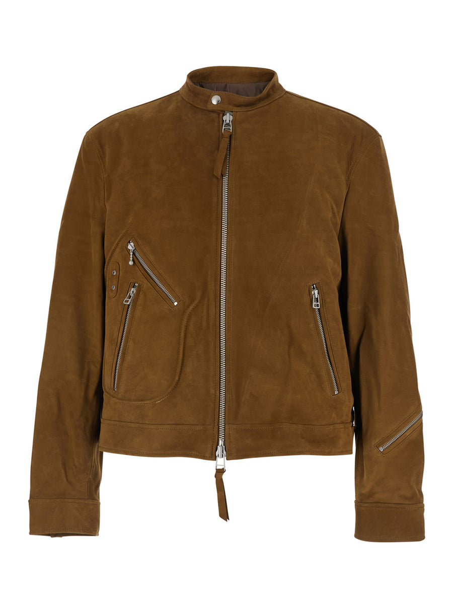 Jacket Calfskin Suede, Brown Coat