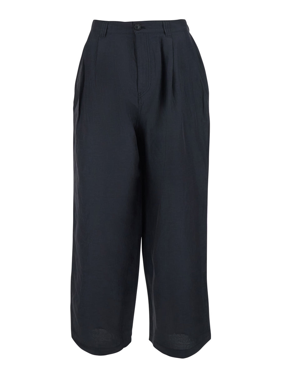 Trousers Linen-Blend Blue Viscose