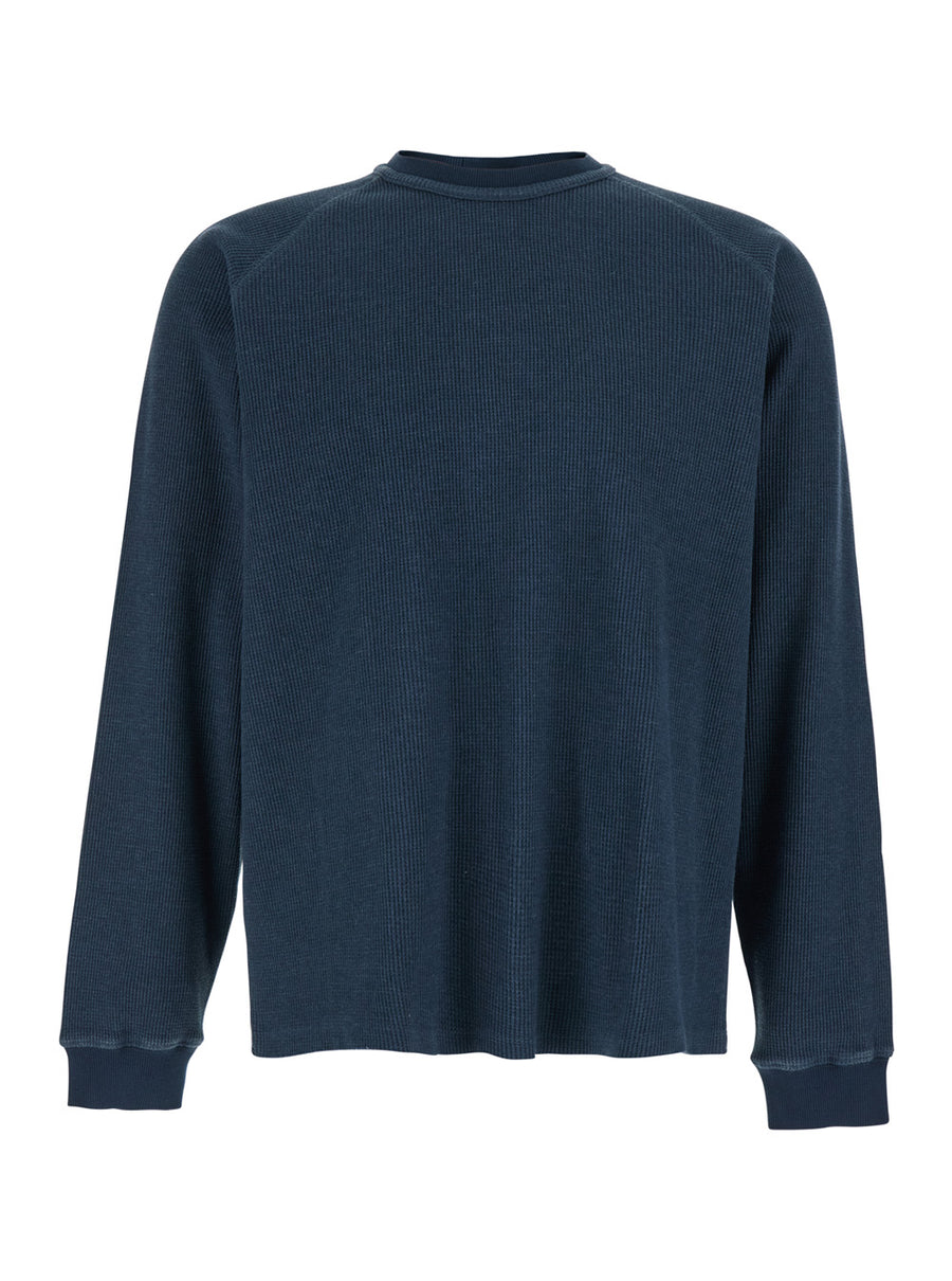 Crew-Neck Long-Sleeve T-Shirt Cotton-Blend Blue Main: Cotton