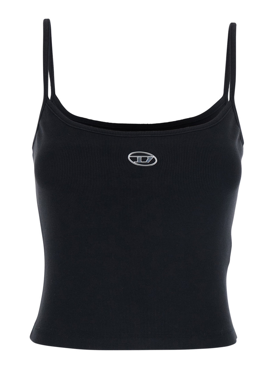 Top Dlogo Black Cotton Tops