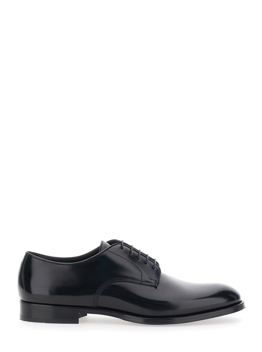 Derby Shoes Brushed Leather Black Lace-up